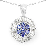 2.44 Carat Genuine Tanzanite and White Topaz .925 Sterling Silver Pendant