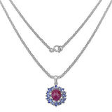 4.53 Carat Genuine Pink Sapphire & Tanzanite .925 Sterling Silver Pendant