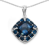 11.41 Carat Genuine London Blue Topaz .925 Sterling Silver Pendant