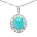 4.70 Carat Genuine Turquoise .925 Sterling Silver Pendant
