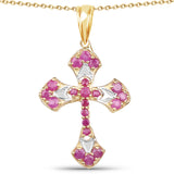 14K Yellow Gold Plated 1.33 Carat Genuine Ruby .925 Sterling Silver Pendant