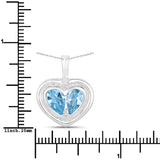 2.66 Carat Genuine Blue Topaz and White Topaz .925 Sterling Silver Pendant