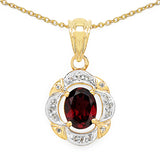14K Yellow Gold Plated 2.38 Carat Genuine Rhodolite & White Topaz .925 Sterling Silver Pendant