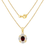 14K Yellow Gold Plated 2.38 Carat Genuine Rhodolite & White Topaz .925 Sterling Silver Pendant