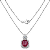 9.31 Carat Genuine Ruby & White Topaz .925 Sterling Silver Pendant