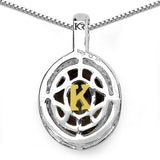 4.85 Carat Genuine Smoky Quartz, Yellow Diamond & White Diamond .925 Sterling Silver Pendant
