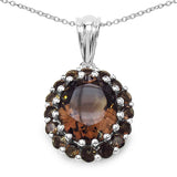 5.73 Carat Genuine Smoky Quartz .925 Sterling Silver Pendant
