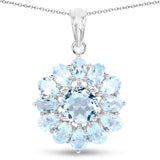 9.49 Carat Genuine Blue Topaz .925 Sterling Silver Pendant