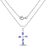 0.74 Carat Genuine Tanzanite and White Topaz .925 Sterling Silver Pendant
