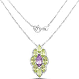 4.44 Carat Genuine Amethyst & Peridot .925 Sterling Silver Pendant