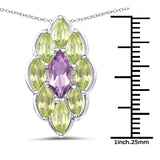 4.44 Carat Genuine Amethyst & Peridot .925 Sterling Silver Pendant