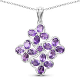 2.71 Carat Genuine Amethyst & White Topaz .925 Sterling Silver Pendant