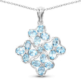 3.37 carat Genuine Blue Topaz & White Topaz .925 Sterling Silver Pendant