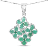 2.37 Carat Genuine Emerald .925 Sterling Silver Pendant
