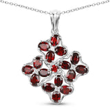 3.38 Carat Genuine Garnet & White Topaz .925 Sterling Silver Pendant