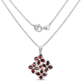 3.38 Carat Genuine Garnet & White Topaz .925 Sterling Silver Pendant