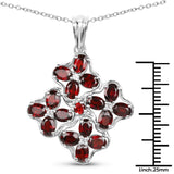 3.38 Carat Genuine Garnet & White Topaz .925 Sterling Silver Pendant