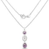 11.60 Carat Genuine Crystal Quartz & Amethyst .925 Sterling Silver Pendant
