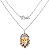 7.35 Carat Genuine Citrine & Smoky Quartz .925 Sterling Silver Pendant