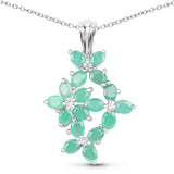 2.42 Carat Genuine Emerald & White Topaz .925 Sterling Silver Pendant
