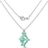 2.42 Carat Genuine Emerald & White Topaz .925 Sterling Silver Pendant