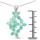 2.42 Carat Genuine Emerald & White Topaz .925 Sterling Silver Pendant