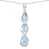 4.20 Carat Genuine Blue Topaz .925 Sterling Silver Pendant