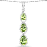 3.19 Carat Genuine Peridot .925 Sterling Silver Pendant