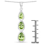 3.19 Carat Genuine Peridot .925 Sterling Silver Pendant