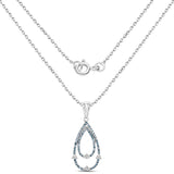 0.34 Carat Genuine Blue Diamond and White Diamond .925 Sterling Silver Pendant
