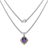 5.54 Carat Genuine Amethyst, Citrine & White Diamond .925 Sterling Silver Pendant