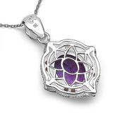 5.54 Carat Genuine Amethyst, Citrine & White Diamond .925 Sterling Silver Pendant