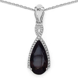 6.11 Carat Genuine Smoky Quartz & White Diamond .925 Sterling Silver Pendant