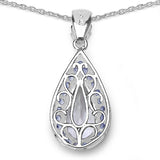 6.04 Carat Genuine Crystal Quartz, Tanzanite & White Diamond .925 Sterling Silver Pendant