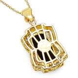 14K Yellow Gold Plate 7.61 Carat Genuine Smoky Quartz Citrine & White Diamond .925 Silver Pendant