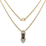 14K Yellow Gold Plated 3.73 Carat Genuine Smoky Quartz & White Diamond .925 Sterling Silver Pendant