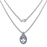 12.82 Carat Genuine Crystal Quartz, Tanzanite & White Diamond .925 Sterling Silver Pendant