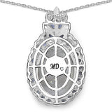 12.82 Carat Genuine Crystal Quartz, Tanzanite & White Diamond .925 Sterling Silver Pendant