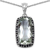 6.72 Carat Genuine Amethyst & Black Spinel .925 Sterling Silver Pendant