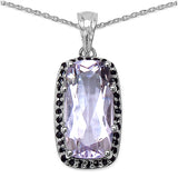 7.30 Carat Genuine Amethyst & Black Spinel .925 Sterling Silver Pendant