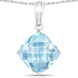 11.10 Carat Genuine Blue Topaz .925 Sterling Silver Pendant