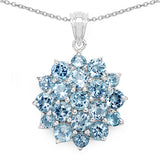 9.90 Carat Genuine Blue Topaz .925 Sterling Silver Pendant