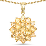 14K Yellow Gold Plated 7.23 Carat Genuine Citrine .925 Sterling Silver Pendant