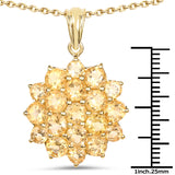 14K Yellow Gold Plated 7.23 Carat Genuine Citrine .925 Sterling Silver Pendant