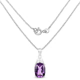 5.93 Carat Genuine Amethyst and White Topaz .925 Sterling Silver Pendant