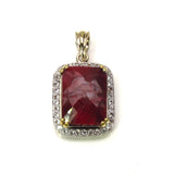 13.38 Carat Dyed Ruby and White Topaz .925 Sterling Silver Pendant