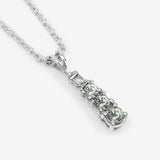 0.31 Carat Genuine Green Sapphire and White Diamond .925 Sterling Silver Pendant