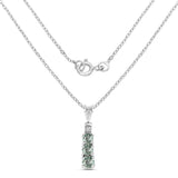 0.31 Carat Genuine Green Sapphire and White Diamond .925 Sterling Silver Pendant