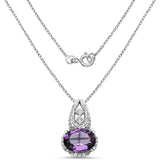 9.23 Carat Genuine Amethyst & White Topaz .925 Sterling Silver Pendant