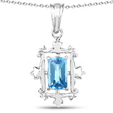 2.49 ct. Genuine Swiss Blue Topaz .925 Sterling Silver Pendant
